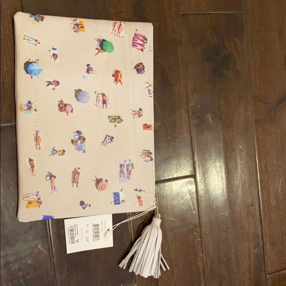 Gray Malin beach print clutch